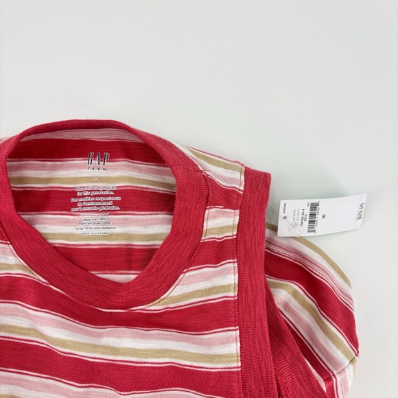 GAP Teen NWT Red, Pink, Tan, and White Striped Organic Cotton Tank Top, 10 - Picture 7 of 13